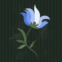 blå blomma på en årgång texturerad mörk grön bakgrund. blommig illustration för hälsning kort, bröllop inbjudningar, social media och Mer design vektor