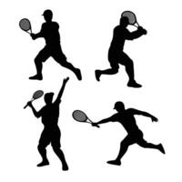 Tennis Spieler Silhouette Design. Mann halten Schläger Illustration Sport Zeichen und Symbol vektor