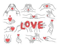 Hand Liebe Zeichen Haltung Vielfalt Valentinstag Feier vektor