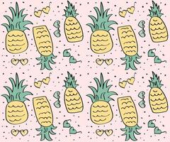 söt ungar' ananas sömlös mönster med hjärtformade solglasögon. vektor