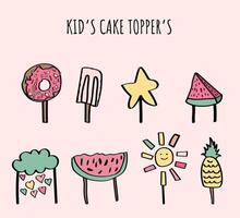 einstellen von Kinder Cupcake Topper. süß Kinder Kuchen Topper zum Geburtstag Parteien. vektor