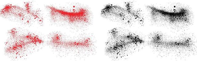 grunge borsta stroke svart och röd Färg släppa blod stänka ner uppsättning vektor