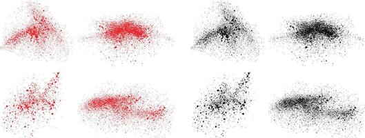 abstrakt Farbe Tinte schwarz und rot Farbe Grunge Bürste Schlaganfall einstellen vektor