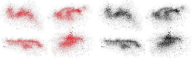 Tinte realistisch schwarz und rot Farbe Spritzer Bürste Schlaganfall Illustration einstellen vektor