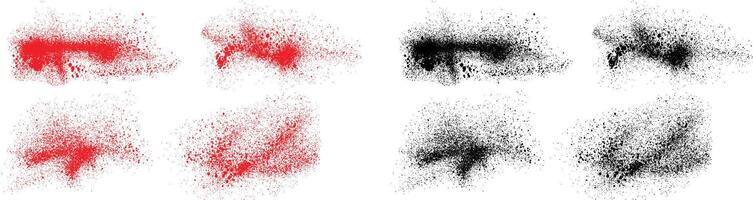 grunge svart och röd Färg stänka ner blod paintbrush uppsättning vektor