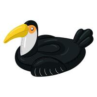 ein Schwimmen Kreis im das bilden von ein schwarz Tukan mit ein groß Gelb Nase, ein groß schwebend Vogel. diese Vogel schweben ist perfekt zum ein Sommer- thematisch Schwimmbad Party. isoliert Illustration vektor
