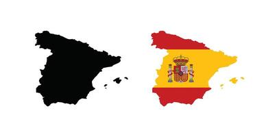 Spanien Karta. Karta av Spanien med nationell flagga. vektor