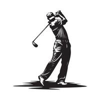 Golf Spieler Logo Design Vorlage isoliert auf Weiß Hintergrund vektor
