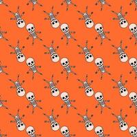 ein Muster von Schädel und Skelette auf ein Orange Hintergrund vektor