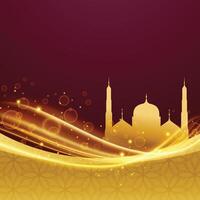 golden Prämie eid und Ramadan Festival Design mit Licht bewirken vektor