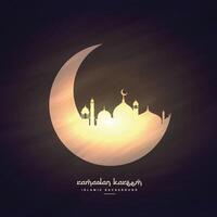 Mond und Moschee Ramadan kareem Hintergrund vektor