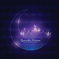 glühend Ramadan backgorund mit Mond und Moschee vektor