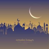 islamisch Ramadan Festival mit Mond und Masjid vektor