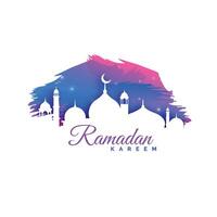 Ramadan kareem Hintergrund mit Moschee Silhouette und Aquarell Hintergrund vektor