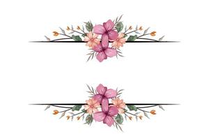 das blüht Grün Blumen- Laub Ornament Ecke Text Separator fügt hinzu elegant Rahmung Text im Einladungen, Karten vektor