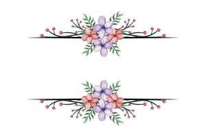 das blüht Grün Blumen- Laub Ornament Ecke Text Separator fügt hinzu elegant Rahmung Text im Einladungen, Karten vektor