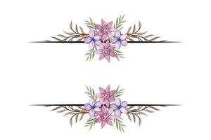 das blüht Grün Blumen- Laub Ornament Ecke Text Separator fügt hinzu elegant Rahmung Text im Einladungen, Karten vektor