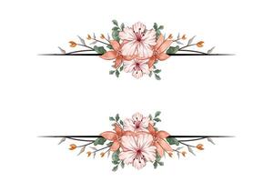 das blüht Grün Blumen- Laub Ornament Ecke Text Separator fügt hinzu elegant Rahmung Text im Einladungen, Karten vektor