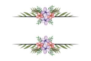 das blüht Grün Blumen- Laub Ornament Ecke Text Separator fügt hinzu elegant Rahmung Text im Einladungen, Karten vektor