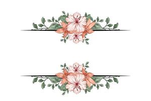 das blüht Grün Blumen- Laub Ornament Ecke Text Separator fügt hinzu elegant Rahmung Text im Einladungen, Karten vektor