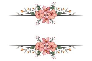 das blüht Grün Blumen- Laub Ornament Ecke Text Separator fügt hinzu elegant Rahmung Text im Einladungen, Karten vektor