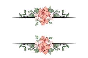 das blüht Grün Blumen- Laub Ornament Ecke Text Separator fügt hinzu elegant Rahmung Text im Einladungen, Karten vektor