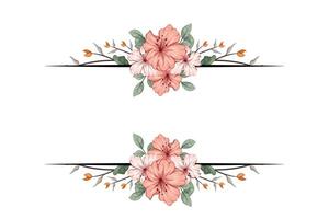 das blüht Grün Blumen- Laub Ornament Ecke Text Separator fügt hinzu elegant Rahmung Text im Einladungen, Karten vektor