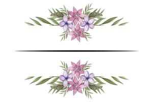 das blüht Grün Blumen- Laub Ornament Ecke Text Separator fügt hinzu elegant Rahmung Text im Einladungen, Karten vektor