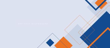 abstrakt minimalistisch Hintergrund mit Blau Orange geometrisch Platz Formen vektor