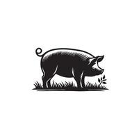 Schwein Silhouette Design auf Weiß Hintergrund. Schwein Logo, Schwein Illustration vektor