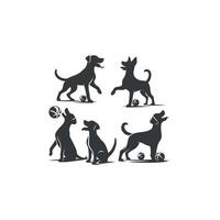 süß Hund und Hündchen einstellen Sammlung Silhouette Design Vorlage Illustration vektor