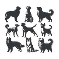 süß Hund und Hündchen einstellen Sammlung Silhouette Design Vorlage Illustration vektor