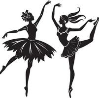 Silhouette von ein Tanzen Ballerina Illustration schwarz und Weiß Illustration vektor