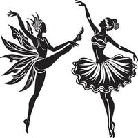 Silhouette von ein Ballerina Tanzen schwarz und Weiß Illustration vektor