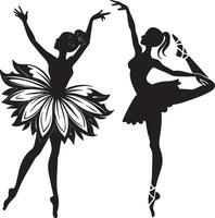 Silhouette von ein Tanzen Ballerina Illustration schwarz und Weiß Illustration vektor