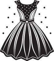 illustration av en kvinnor klänning svart och vit vektor