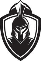 spartanisch Krieger Logo mit Helm und Schild zum Dekor T-Shirt tätowieren vektor