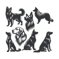 süß Hund und Hündchen einstellen Sammlung Silhouette Design Vorlage Illustration vektor