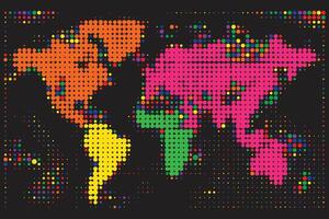 färgrik halvton prickad värld Karta vektor