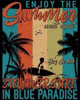 njut av de sommar väst kust surfa co 1978 sommar surfa i blå paradis vektor