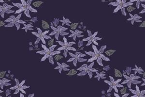 Jahrgang Blumen- Muster nahtlos Blau Blume Motive Rand Hintergrund Rahmen Stickerei. ethnisch Ikat Muster Paisley Design. ditsy Illustration Hand gezeichnet. vektor