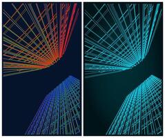 Wolkenkratzer Neon- Skizzen vektor