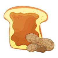 Scheibe Brot oder Toast mit Erdnussbutter isolierte Illustration vektor