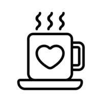 kaffe kopp med hjärta symbol ikon av favorit kaffe i modern stil vektor