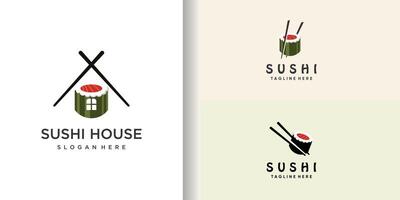 sushi uppsättning logotyp ikon design mall premie vektor