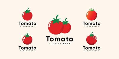 tomatto uppsättning logotyp ikon design mall premie vektor