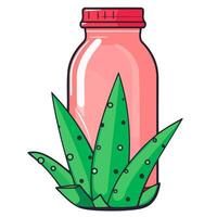 ein Symbol abbilden ein Aloe vera Blatt mit ein Klecks von Vitamin Saft vektor