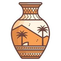 ein Symbol abbilden ein uralt arabisch Lehm Vase, Ideal zum illustrieren historisch Artefakte oder kulturell Erbe Themen. vektor