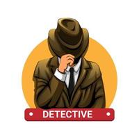 Detektiv mit Cowboyhut-Charaktersymbol-Maskottchenkonzept im Karikaturillustrationsvektor auf weißem Hintergrund vektor