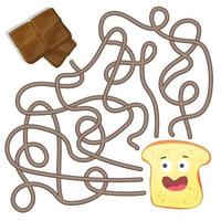 Labyrinth- oder Labyrinthspiel für Kinder. Puzzle - hilf Toast, den richtigen Weg zu finden vektor